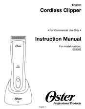 Oster 078003 Manual De Instrucciones