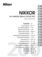 Nikon AF-S NIKKOR 200mm f/2G ED VR II Manual Del Usuario