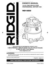 RIDGID WD14800 El Manual Del Propietario