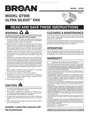Broan ULTRA SILENT QT90E Manual De Instrucciones