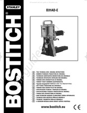 Stanley Bostitch D31AD-E Especificaciones Técnicas