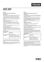 Velux ZZZ 257 Instrucciones