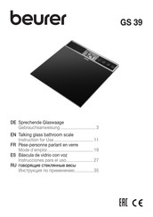 Beurer GS 39 Instrucciones Para El Uso
