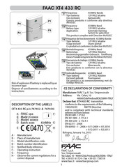 Faac XT4 433 RC Manual Del Usuario