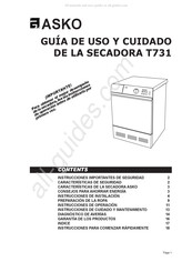 Asko T731 Guía De Uso Y Cuidado