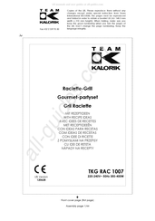 Team kalorik TKG RAC 1007 Manual De Instrucciones