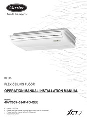 Carrier XCT 7 40VC012F-7G-QEE Manual De Funcionamiento Manual De Instalación