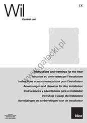 Nice WIL Instrucciones Y Advertencias Para El Instalador