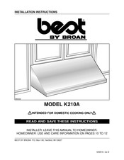 Broan best K210A Manual De Instalación