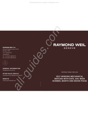 Raymond Weil ZGU 730 Manual De Instrucciones