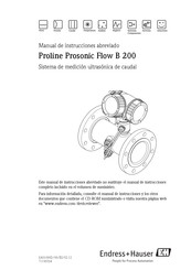 Endress+Hauser Proline Prosonic Flow B 200 Manual De Instrucciones Abreviado