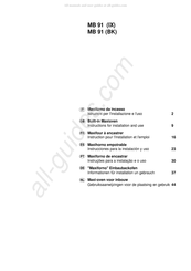 Merloni MB 91 BK Instrucciones Para La Instalación Y Uso