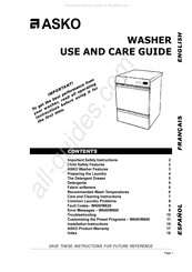 Asko W600 Guía De Uso Y Cuidado