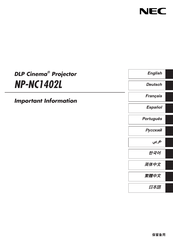NEC NP-NC1402L Información Importante