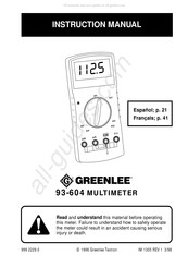 Greenlee 93-604 Manual De Instrucciones