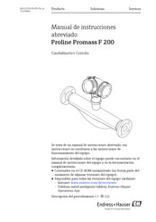 Endress+Hauser Proline Promass F 200 Manual De Instrucciones Abreviado