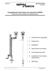 Spirax Sarco RIM20 Instrucciones De Instalación Y Mantenimiento