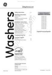 GE GFWS1505 Manual Del Propietario Y Instrucciones De Instalación