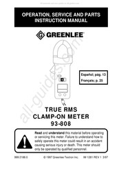 Greenlee 93-808 Instructivo De Operacion, Servicio Y Piezas