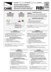 CAME RBI2 Guia De Inicio Rapido