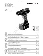 Festool TDK 15.6 Instrucciones De Servicio/Lista De Piezas De Repuesto