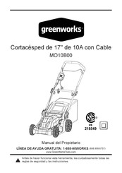GreenWorks MO10B00 Manual Del Propietário