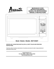 Avanti MO7103SST Manual De Instrucciones