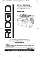 RIDGID WD45500 Manual Del Usuario