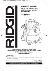 RIDGID 1620RV0 Manual Del Usuario