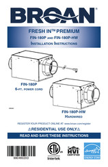 Broan FRESH IN PREMIUM FIN-180P-HW Instrucciones De Instalación