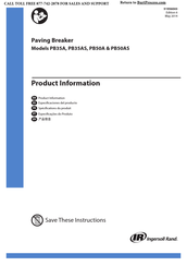 Ingersoll Rand PB50AS Especificaciones Del Producto
