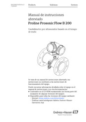 Endress+Hauser Proline Prosonic Flow B 200 Manual De Instrucciones Abreviado