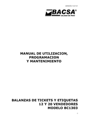 Bacsa BC1303 Manual De Utilizacion, Programacion Y Mantenimiento