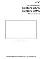 NEC MultiSync E221N Manual De Usuario