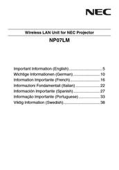 NEC NP07LM Información Importante