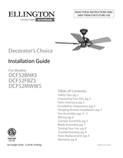 Craftmade Ellington DCF52BNK5 Guia De Instalacion