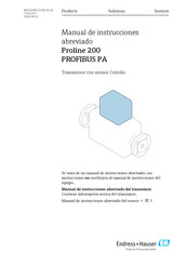 Endress+Hauser Proline 200 PROFIBUS PA Manual De Instrucciones Abreviado