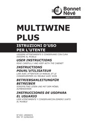 Bonnet Neve MULTIWINE PLUS Instalación E Instrucciones De Uso Para El Usuario