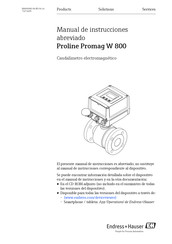 Endress+Hauser Proline Promag W 800 Manual De Instrucciones Abreviado