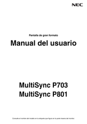 NEC MultiSync P801 Manual Del Usuario