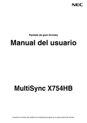 NEC MultiSync X754HB Manual Del Usuario