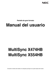 NEC MultiSync X554HB Manual Del Usuario