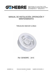 Genebre 2415 Manual De Instalación, Operación Y Mantenimiento