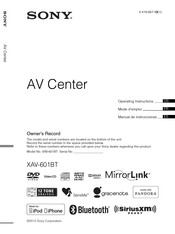 Sony XAV-601BT Manual De Instrucciones