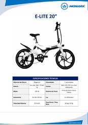 Monark E-LITE Manual De Usuario