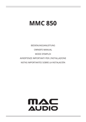 MAC Audio MMC 850 Notas Importantes Sobre La Instalación