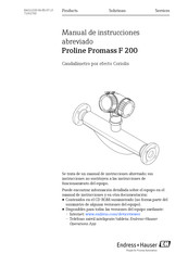 Endress+Hauser Proline Promass F 200 Manual De Instrucciones Abreviado