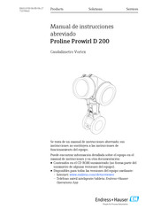 Endress+Hauser Proline Prowirl D 200 Manual De Instrucciones Abreviado