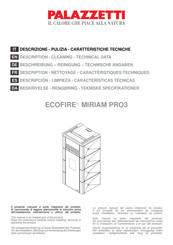 Palazzetti ECOFIRE MIRIAM PRO3 Descripción - Limpieza - Características Técnicas