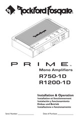Rockford Fosgate PRIME R1200-1D Instalación Y Funcionamiento